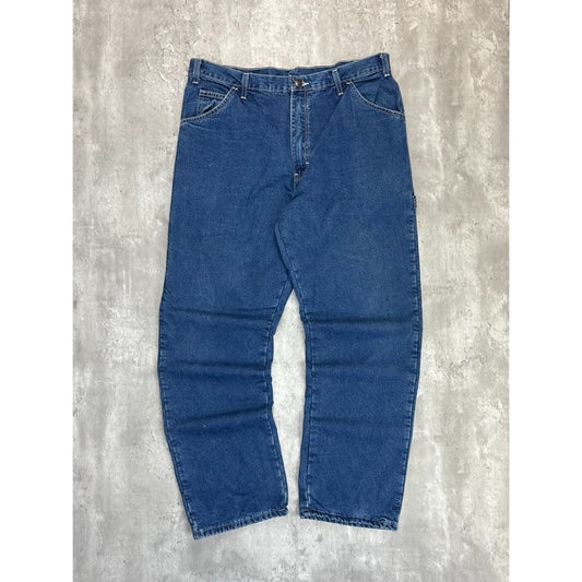 Vintage Dickies Plaid Lined Dark Wash Denim Workwear Carpenter Pants Size 36