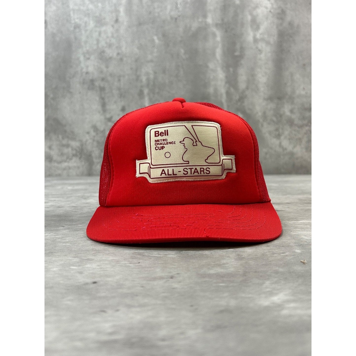 Vintage 80s/90s MLB All Stars Graphic Logo Trucker Snapback Hat Size M/L Red