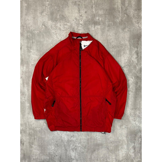 Vintage Nike Embroidered Logo Two Tone Windbreaker Jacket Size Large Red