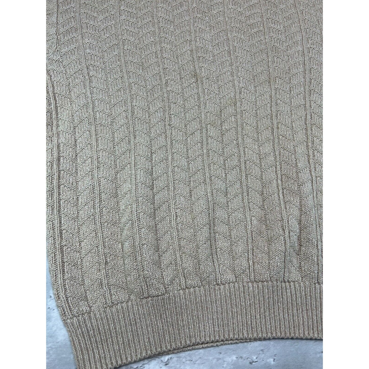 Vintage 90s L.L. Bean Textured Ribbed Pull Over Knit Sweater Size Large Beige