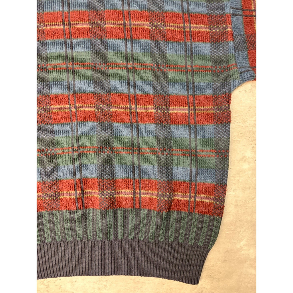 Vintage 90s Plaid Print Pullover Knit Sweater Size 2XL