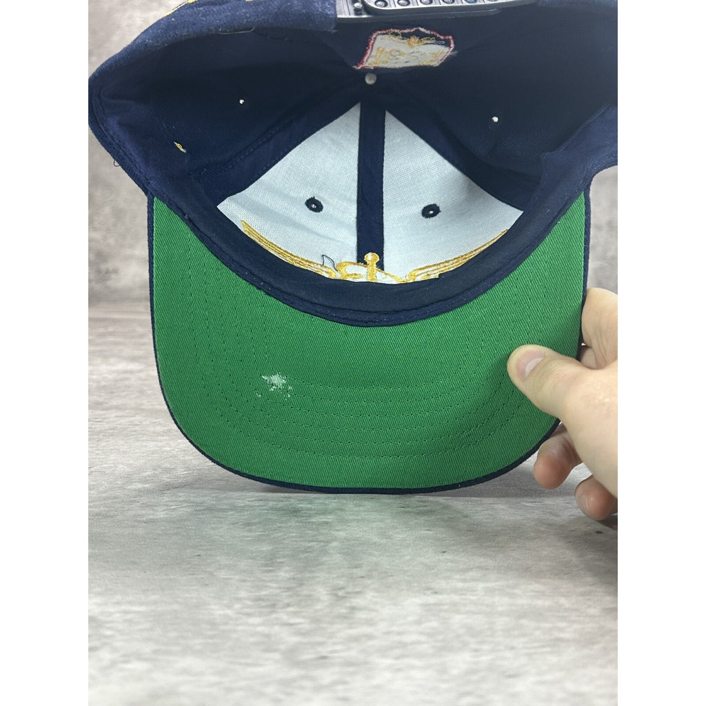 Vintage Breitling Watches Embroidered Logo Spellout Snapback Hat OSFA Blue