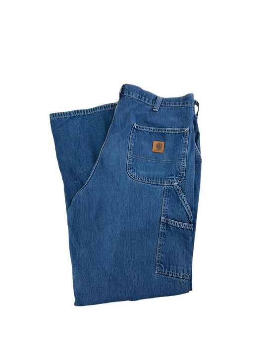 Vintage Carhartt Dungaree Fit Medium Wash Denim Workwear Carpenter Pants Size 38