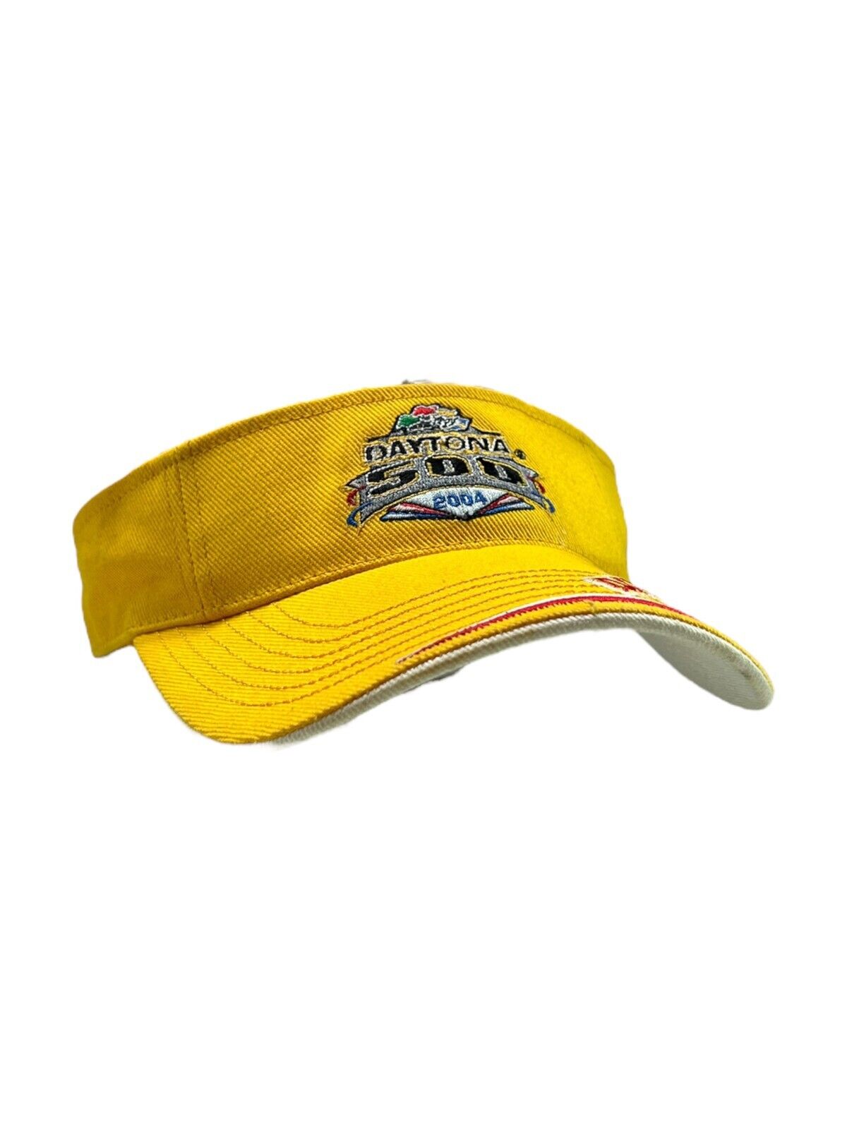 Vintage 2004 Nascar Daytona 500 Embroidered Strap Back Visor Hat OSFA Yellow