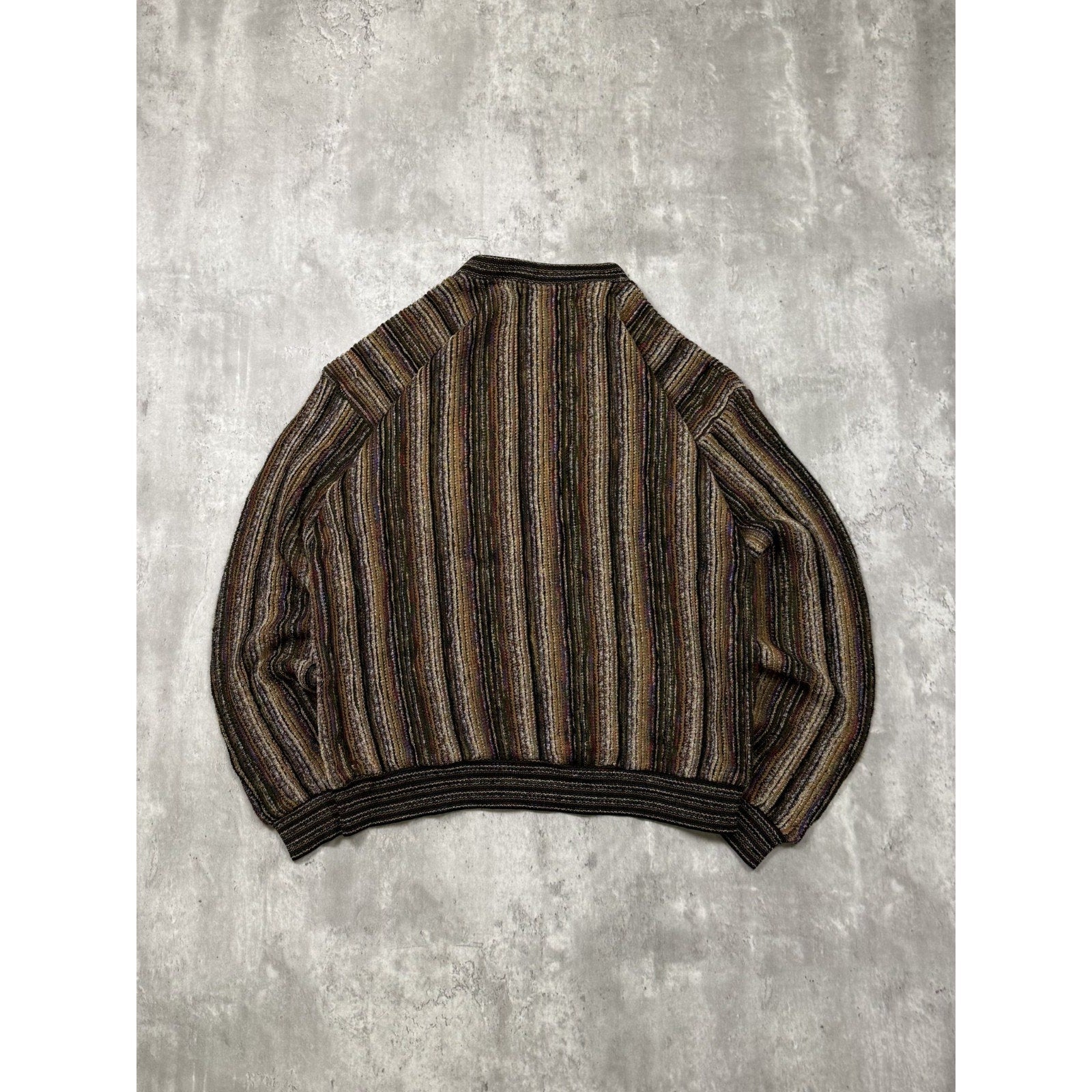 Vintage 90s Tundra 3D Knit Earth Tone Pullover Ribbed Sweater Size Large