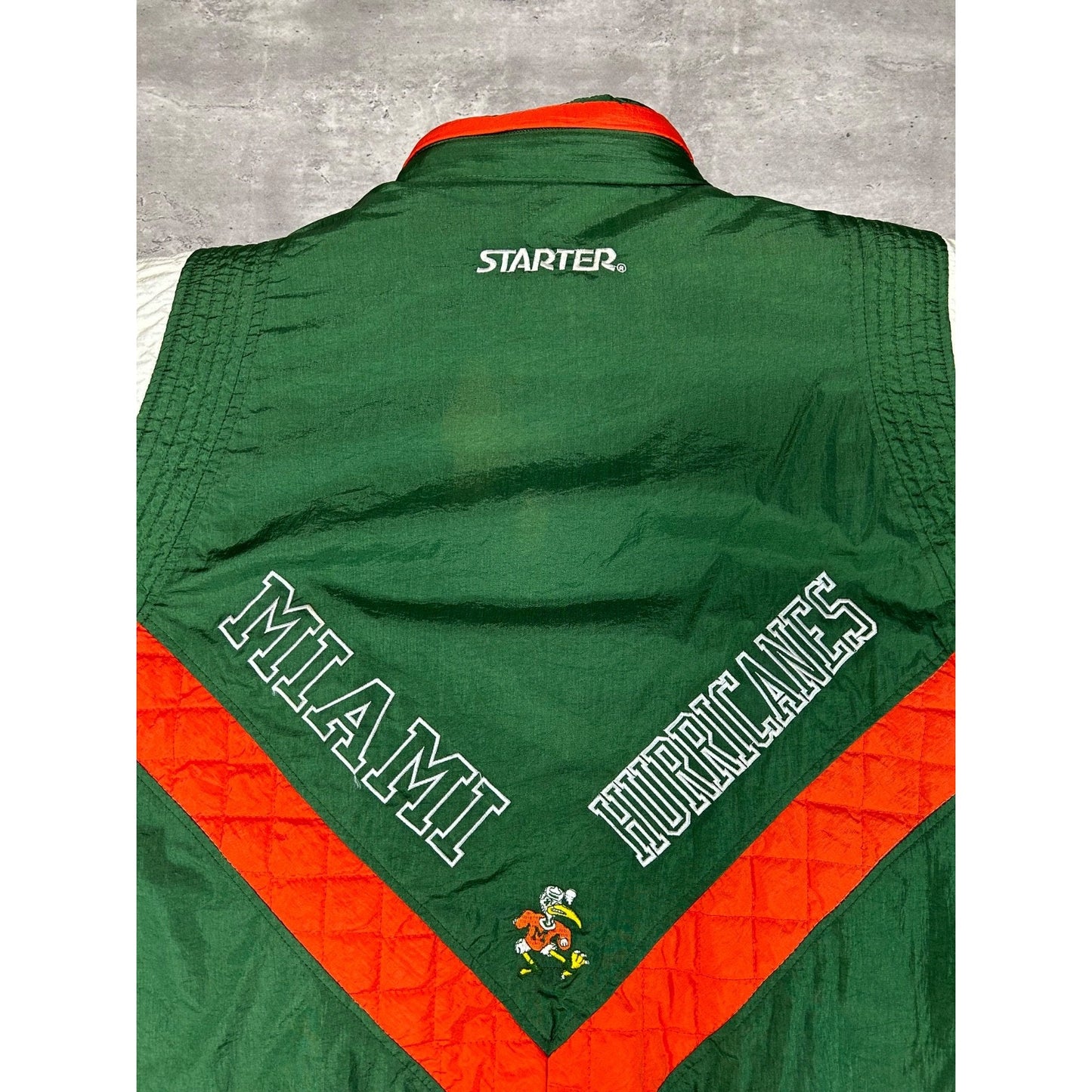 Vintage 90s Miami Hurricanes NCAA Insulated Full Zip Starter Jacket Size XL