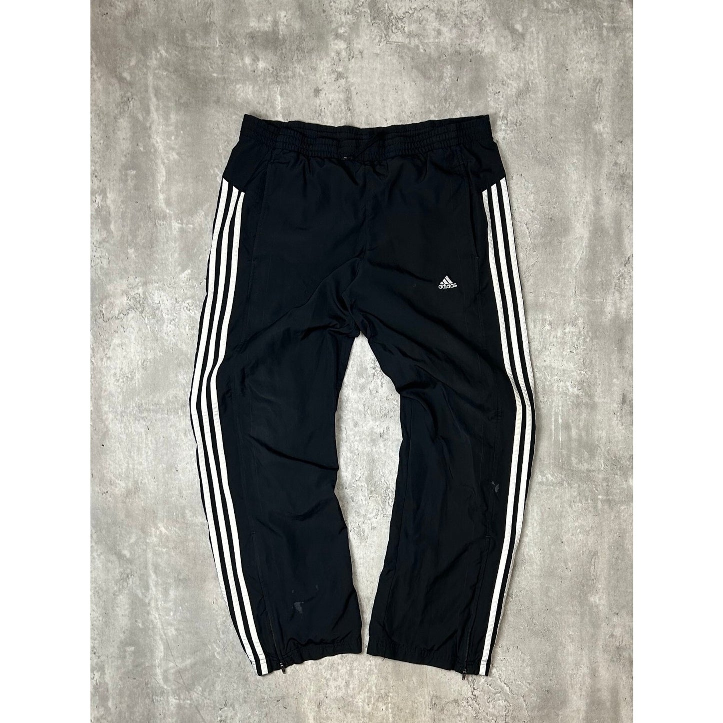 Vintage Adidas Embroidered Three Stripes Nylon Track Pants Size Large Black