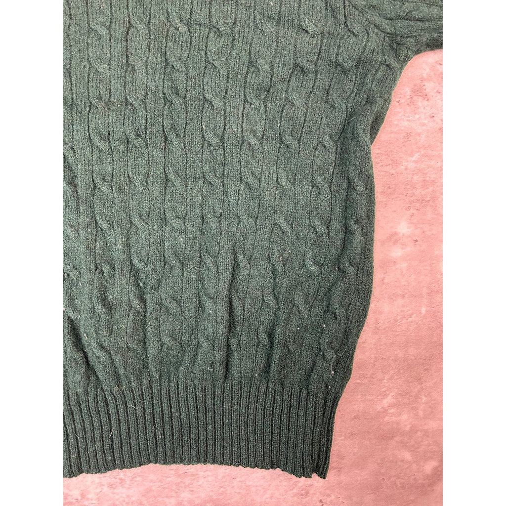 Vintage 90s Polo Ralph Lauren Pullover Cable Knit Sweater Size Large Green