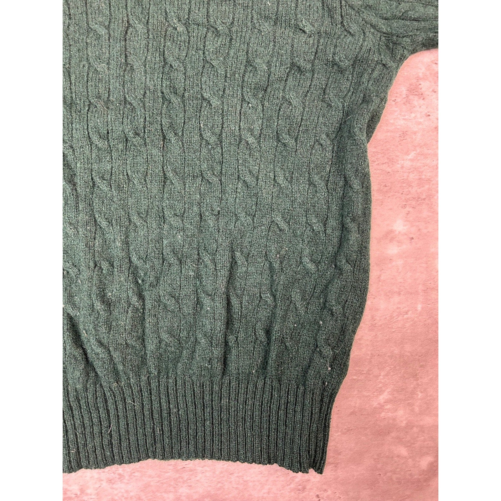 Vintage 90s Polo Ralph Lauren Pullover Cable Knit Sweater Size Large Green