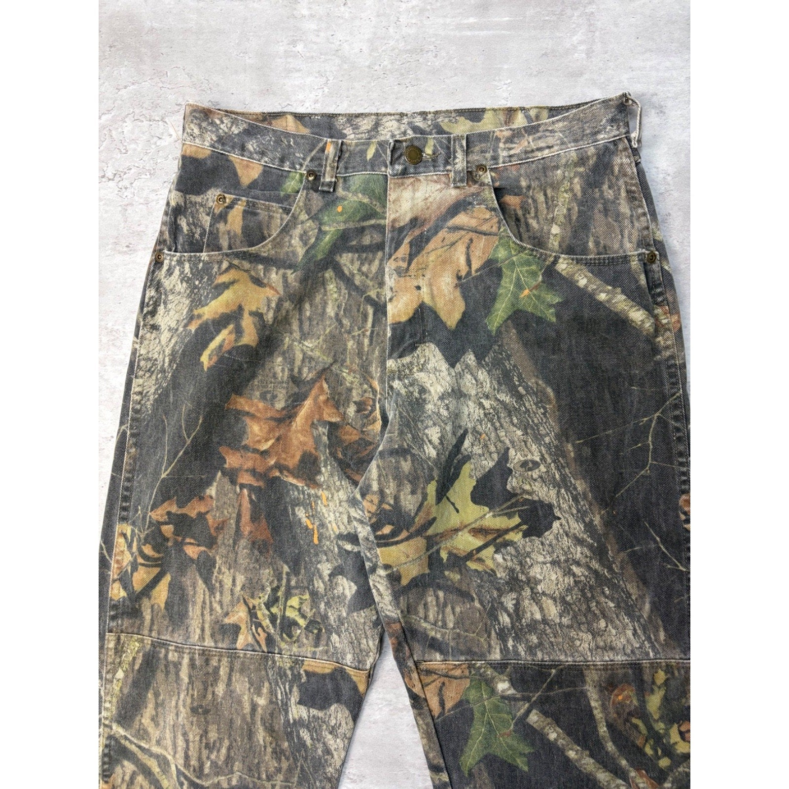 Vintage Wrangler Mossy Oak Breakup Camo Double Knee Hunting Pants Size 34