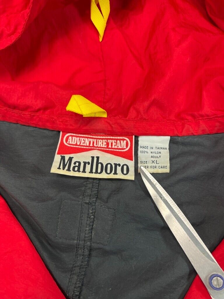 Vintage 90s Marlboro Adventure Team Full Zip Windbreaker Jacket Size XL Red