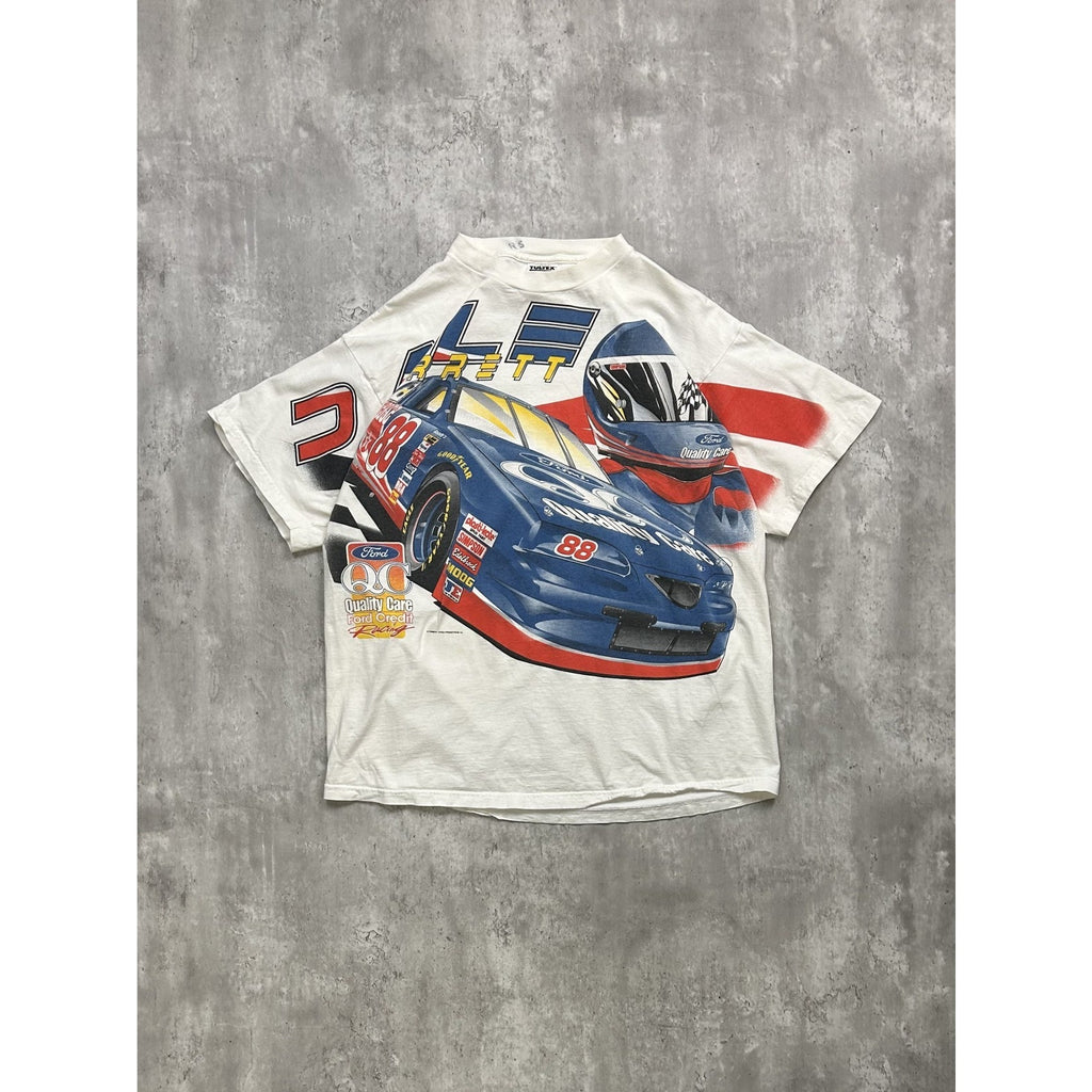 Vintage Dale Jarrett #88 Nascar All Over Print Graphic T-Shirt Size 2XL