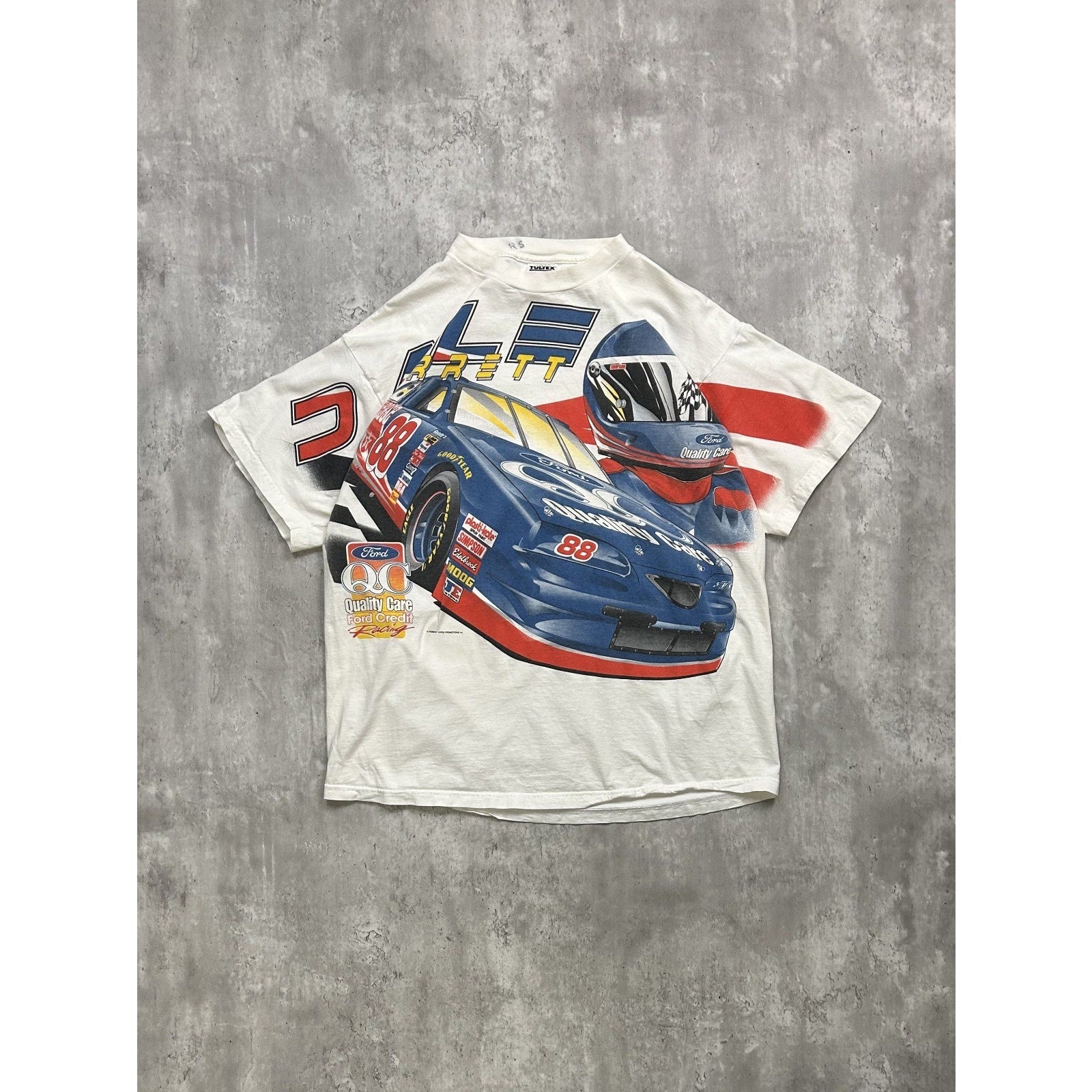 Vintage Dale Jarrett #88 Nascar All Over Print Graphic T-Shirt Size 2XL