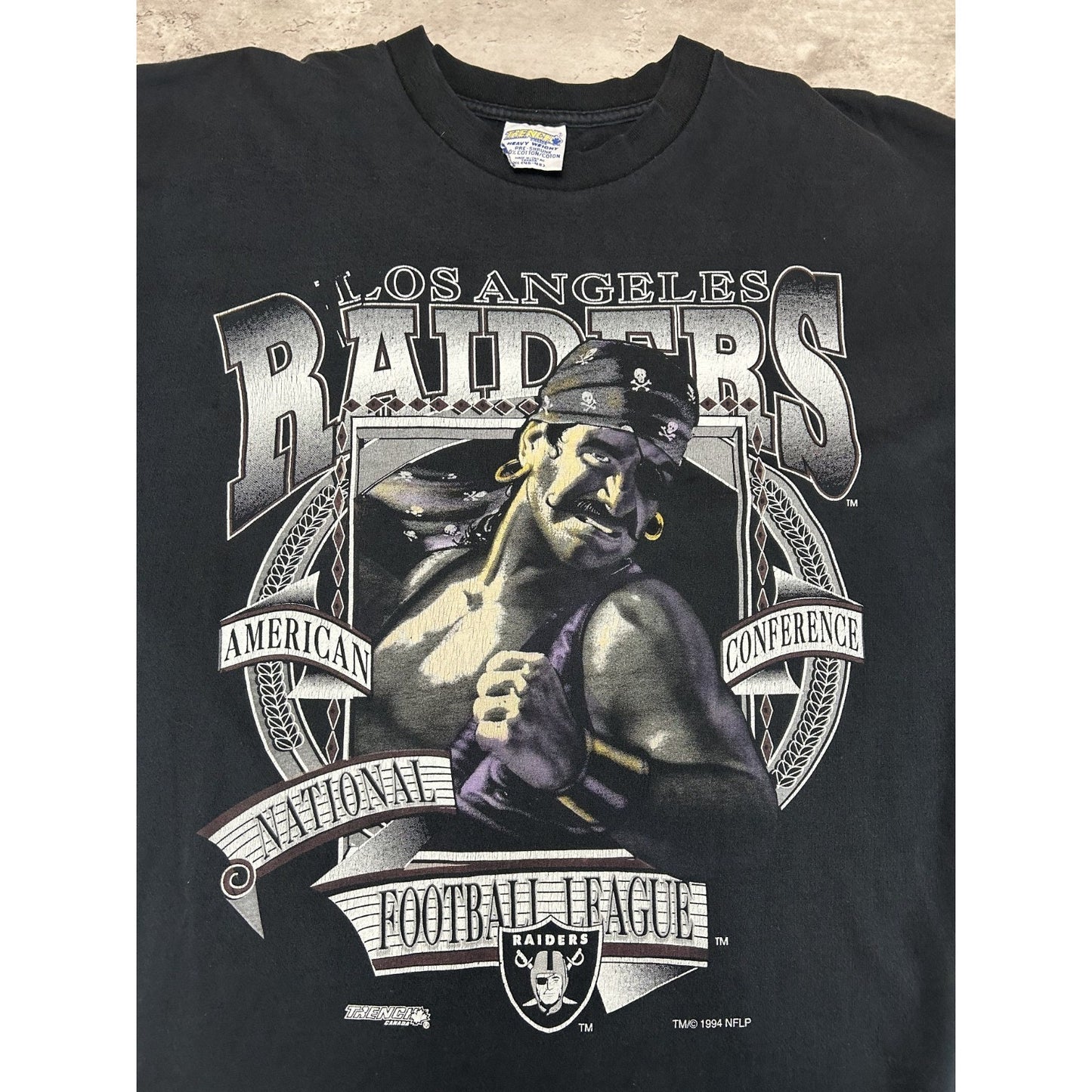Vintage 1994 Los Angeles Raiders NFL Character Graphic T-Shirt Size XL