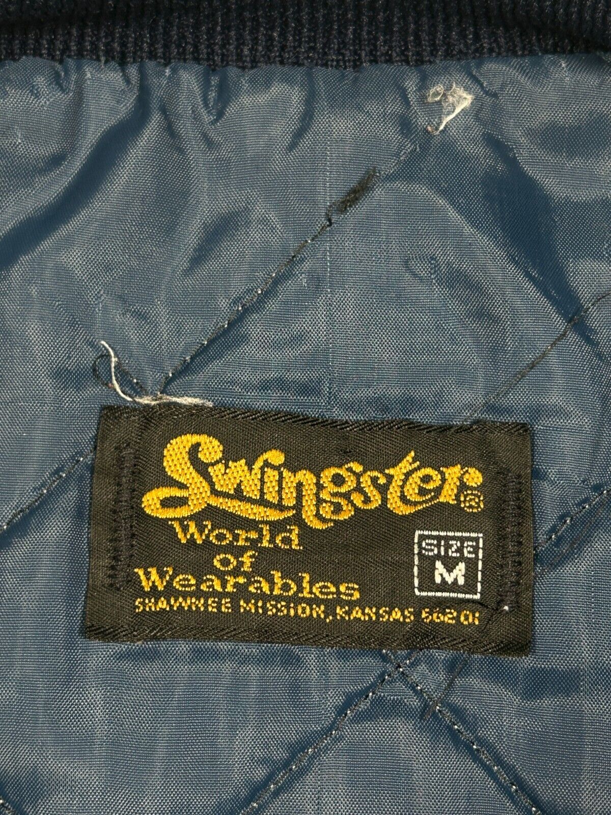 Vintage 80s Swingster US Navy Insulated Satin Bomber Jacket Size Medium