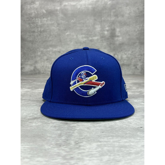 Columbus Jets MiLB Embroidered Logo Baseball Fitted Hat 7 1/2 Blue