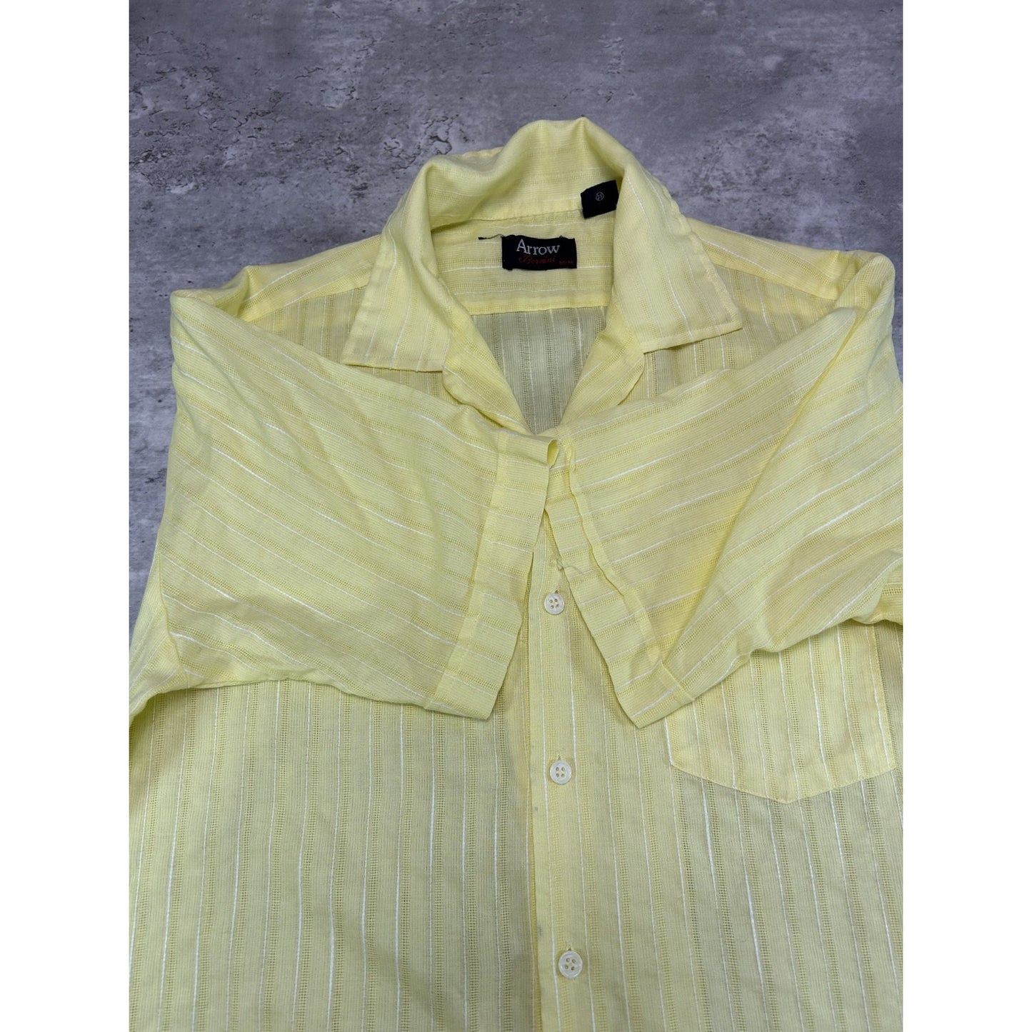 Vintage 80s/90s Arrow Striped Lightweight Single Pocket Button Up Shirt Sz Med