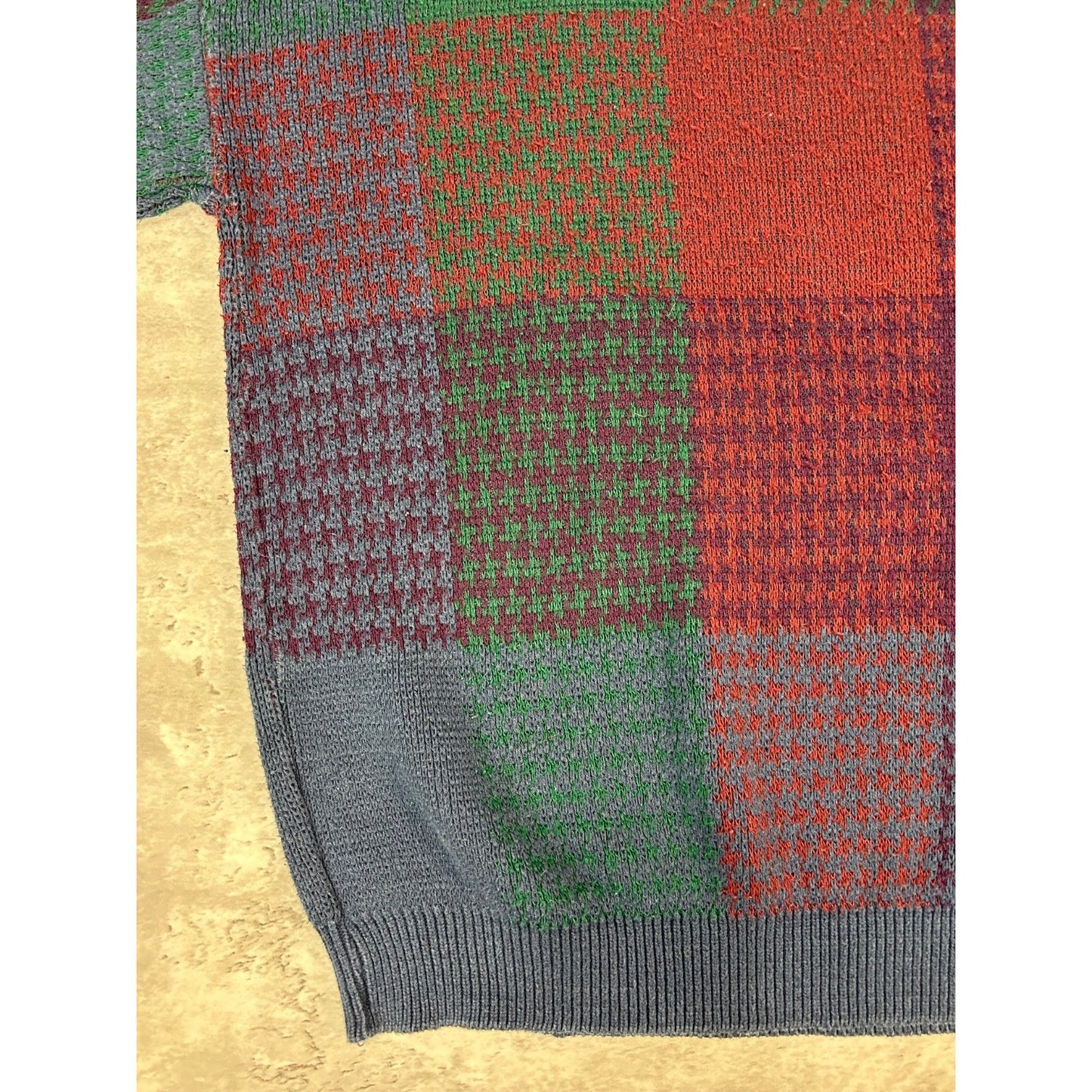Vintage Enro Plaid Pattern Multicolour Knit Sweater Size LT