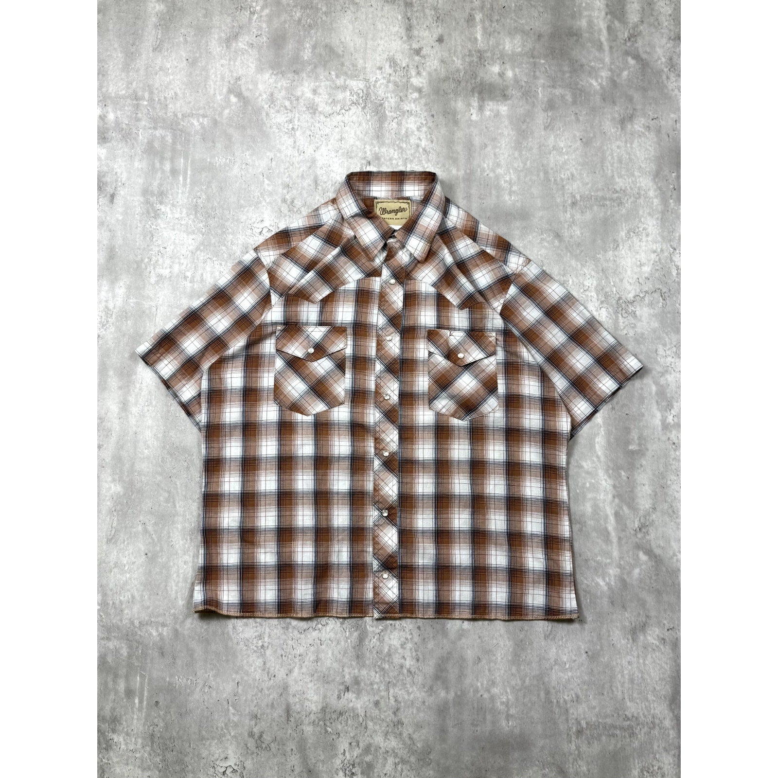 VTG 90s Wrangler Western Pearl Snap Reworked Cropped Button Up Shirt Sz Large