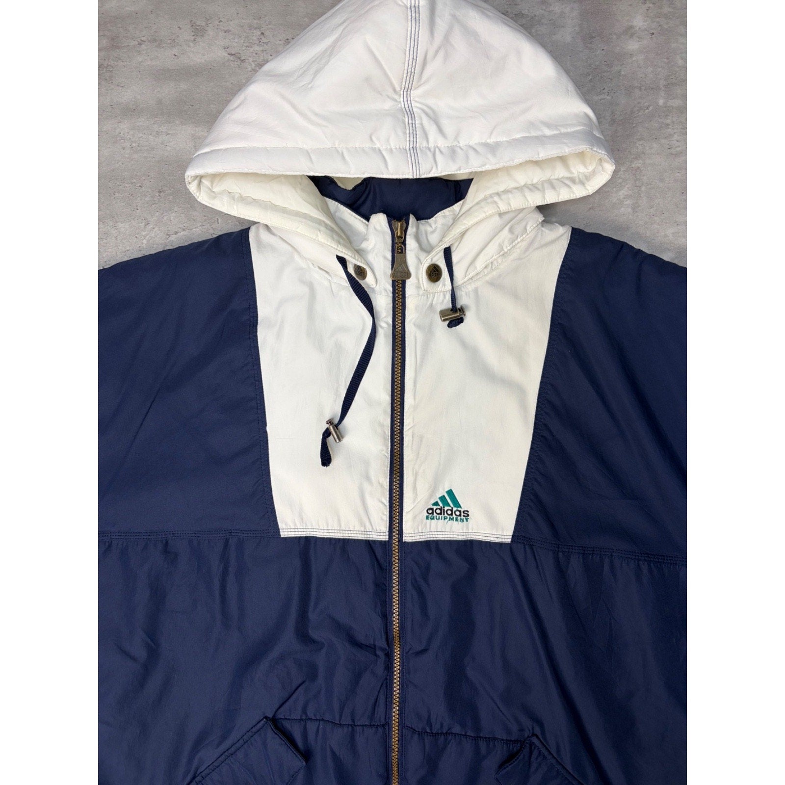 Vintage 90s Adidas Embroidered Logo Full Zip Insulated Jacket Size XL