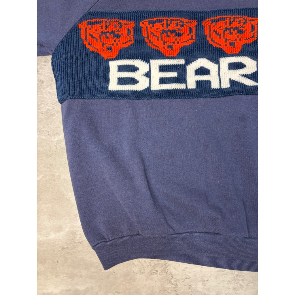 Vintage 80s Chicago Bears NFL Knit Spellout Graphic Football Sweatshirt Size XL