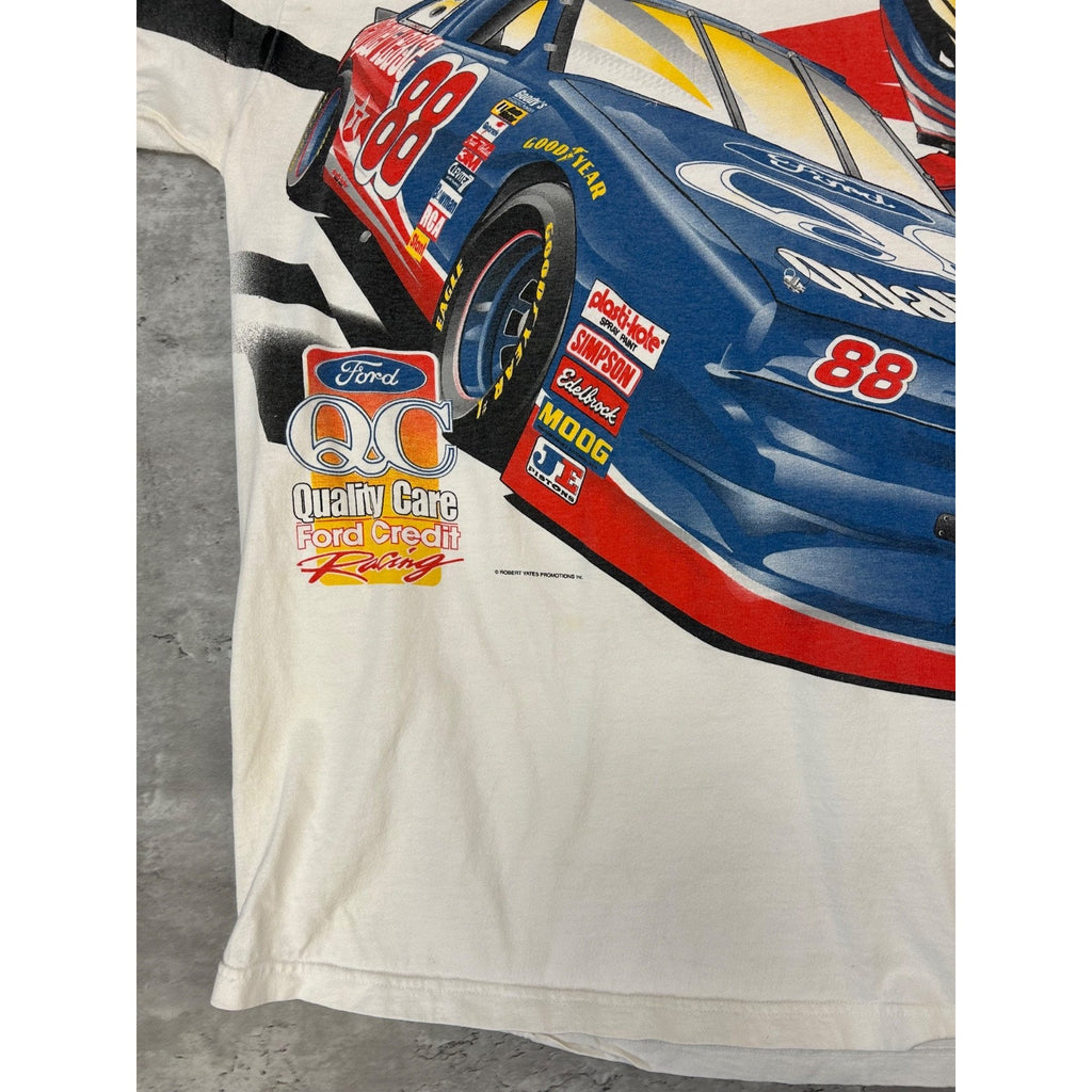 Vintage Dale Jarrett #88 Nascar All Over Print Graphic T-Shirt Size 2XL