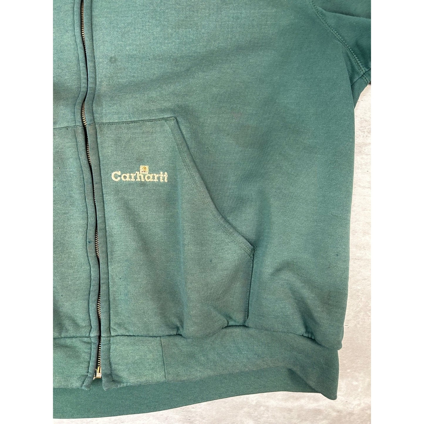 Vintage 90s Carhartt Embroidered Logo Thermal Lined Hooded Sweatshirt Size 2XL