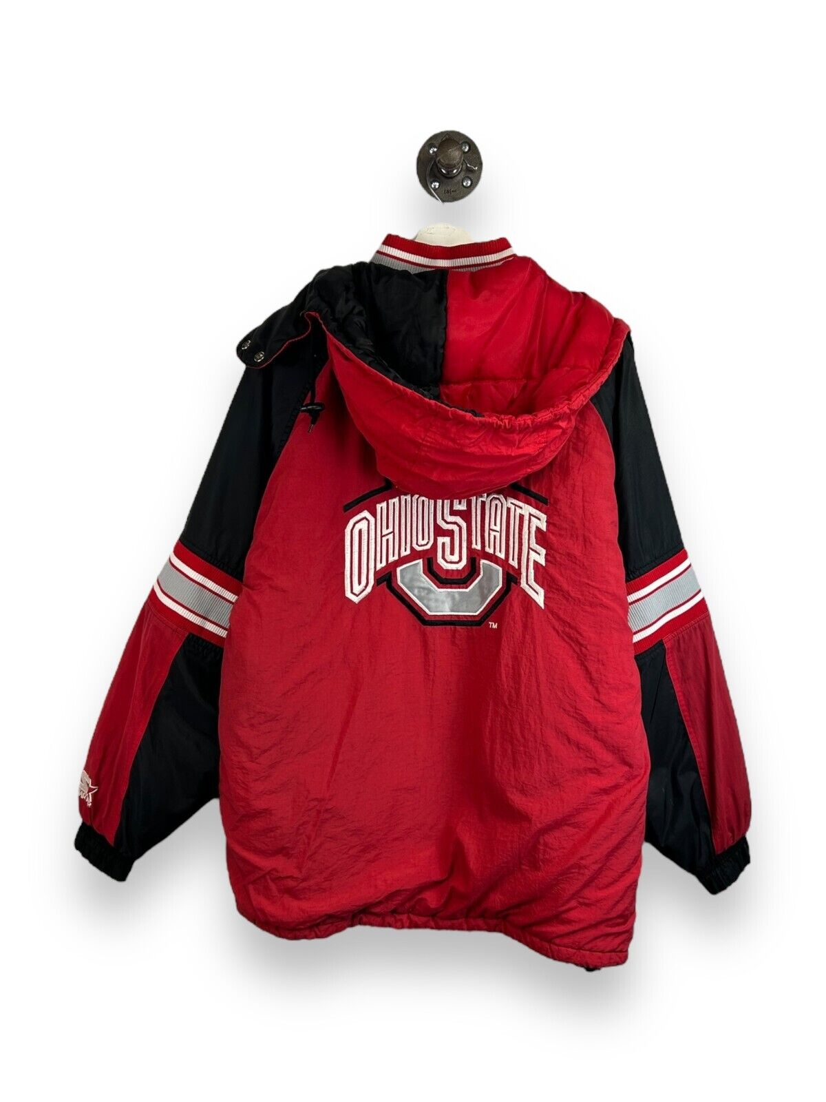 Vintage 90s Ohio State Buckeyes NCAA Insulated 1/2 Zip Starter Jacket Sz Medium