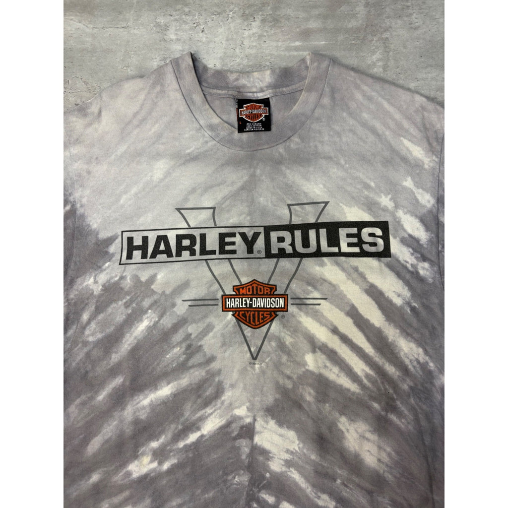 Vintage 1998 Harley Davidson Bald Eagle Graphic Tye Dye T-Shirt Size Large