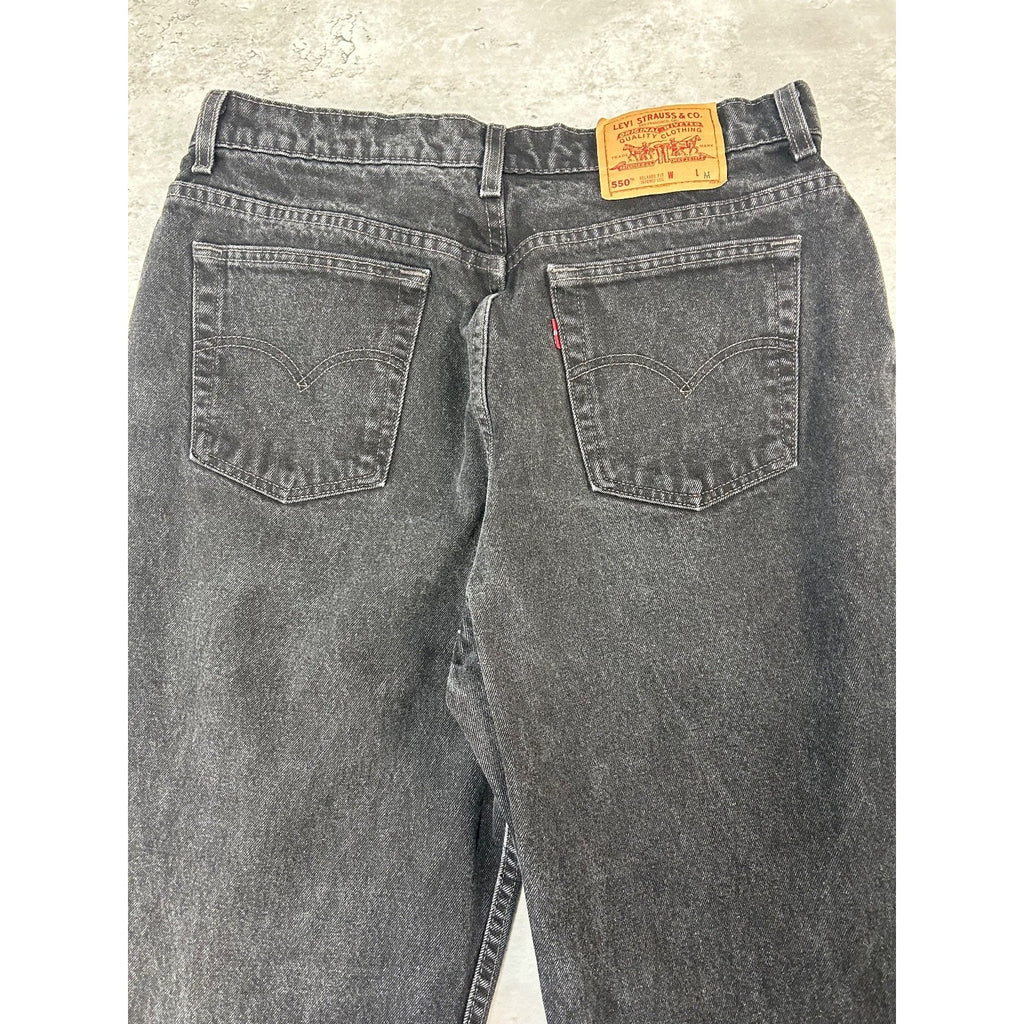 Vintage Women's 90s Levis 550 Tapered Leg Red Tab Black Denim Pants Size 35
