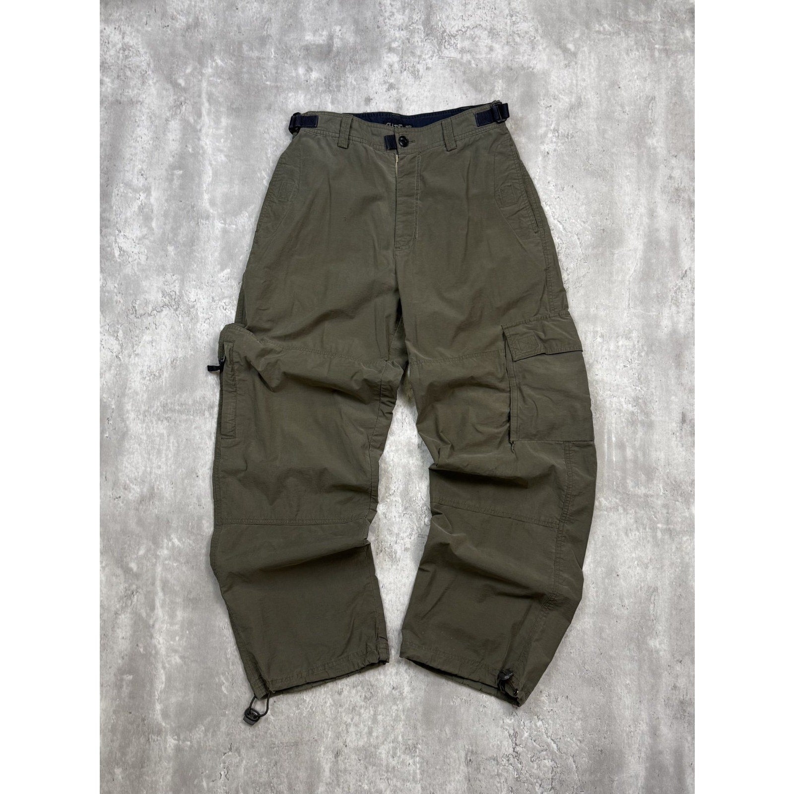 Vintage Y2K Carbon Nylon Utility Cargo Track Pants Size 29