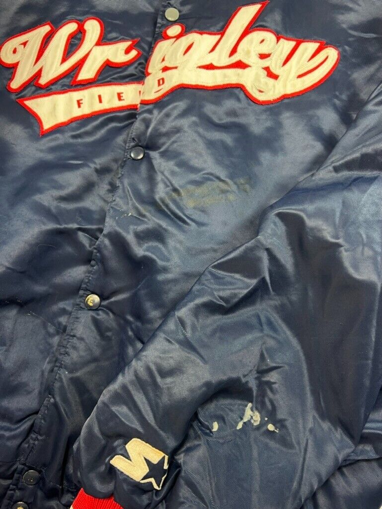 Vintage 90s Starter Wrigley Field Chicago Cubs MLB Satin Jacket Size XL Blue