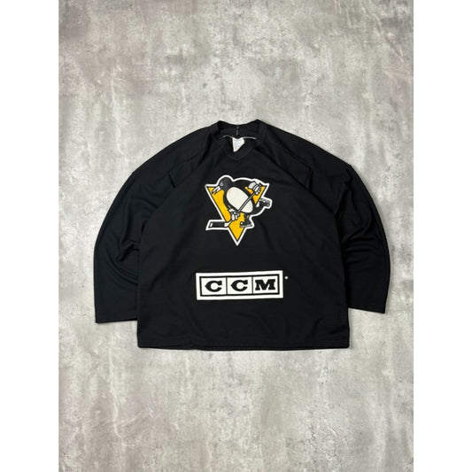 Vintage 90s Pittsburgh Penguins NHL CCM Maska Practice Hockey Jersey Size Large