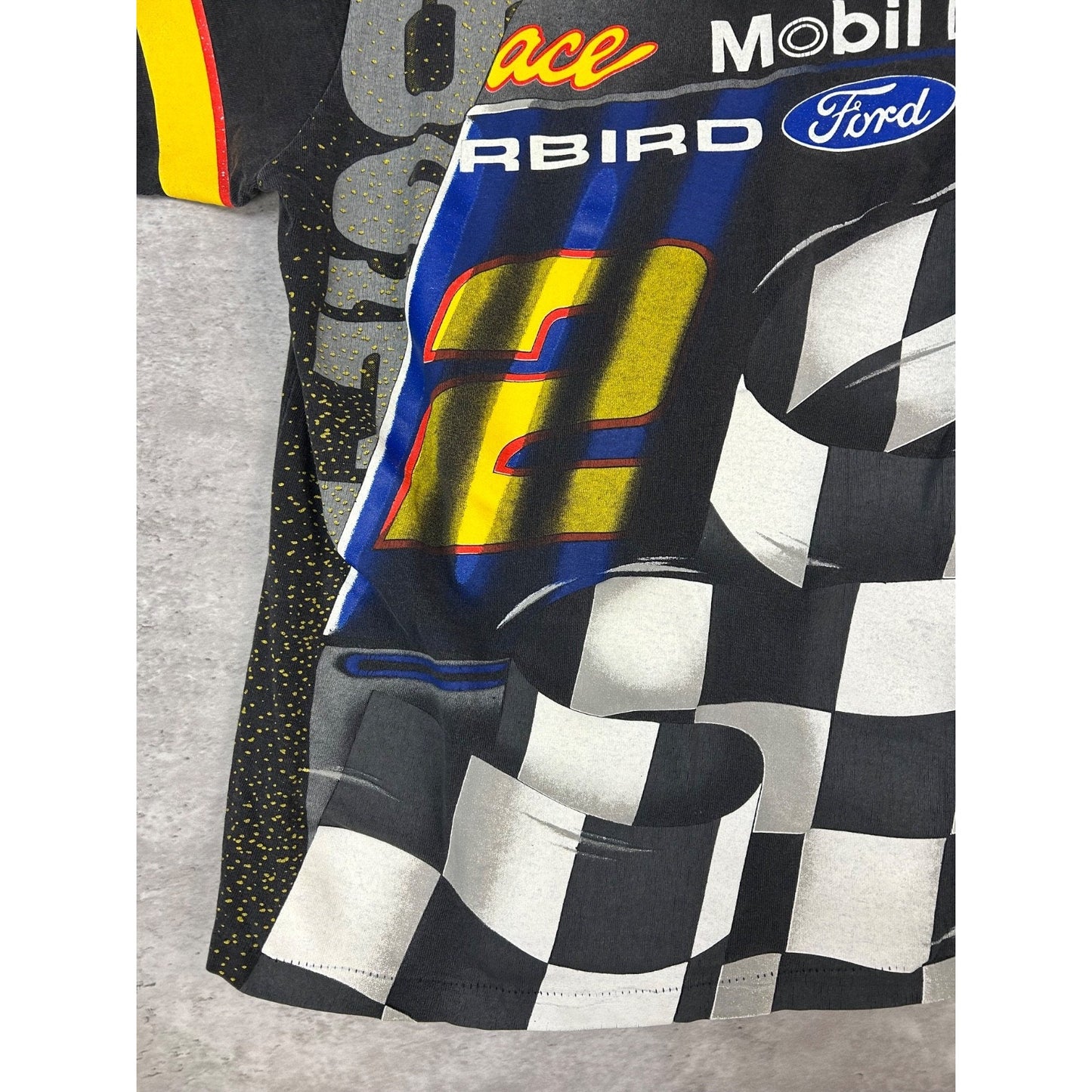 Vintage 90s Rusty Wallace #2 Nascar All Over Print Racing T-Shirt Size Medium
