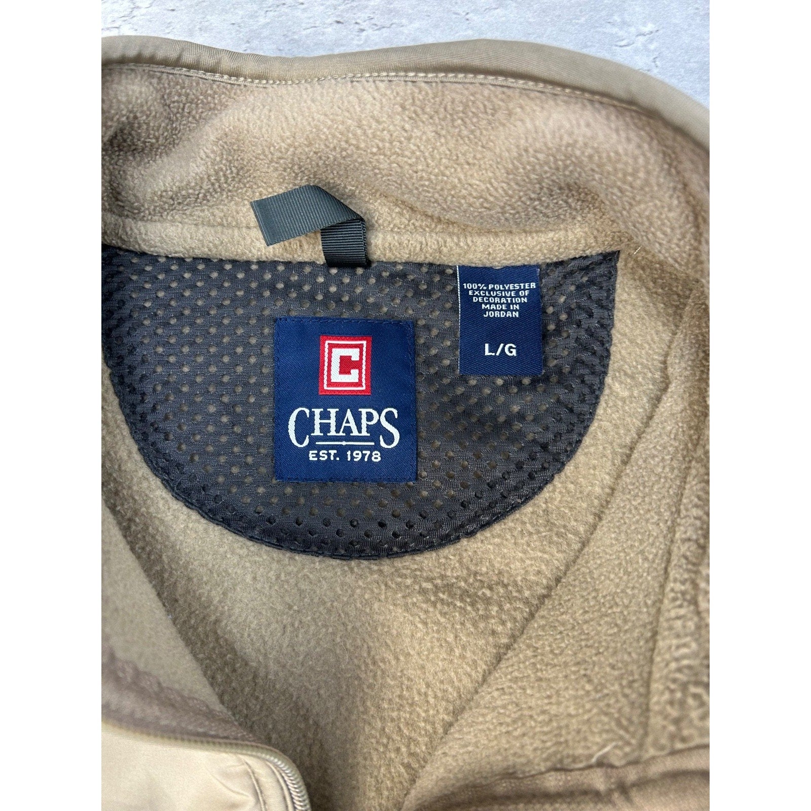 Vintage Chaps Ralph Lauren Earth Tone Full Zip Fleece Sweatshirt Size Large
