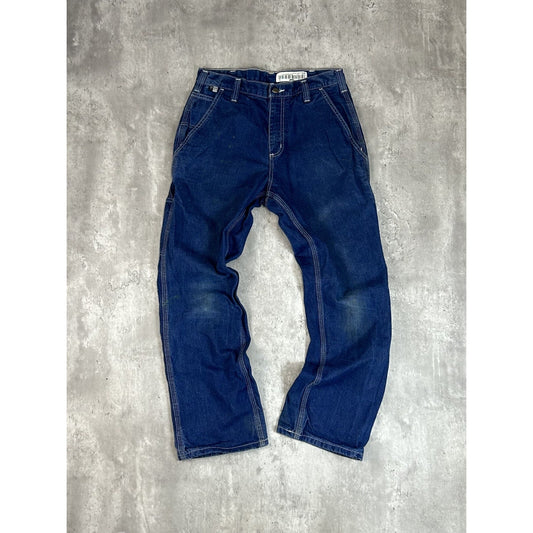 Vintage Carhartt FR Dark Wash Denim Multi Pocket Workwear Pants Size 31 Blue