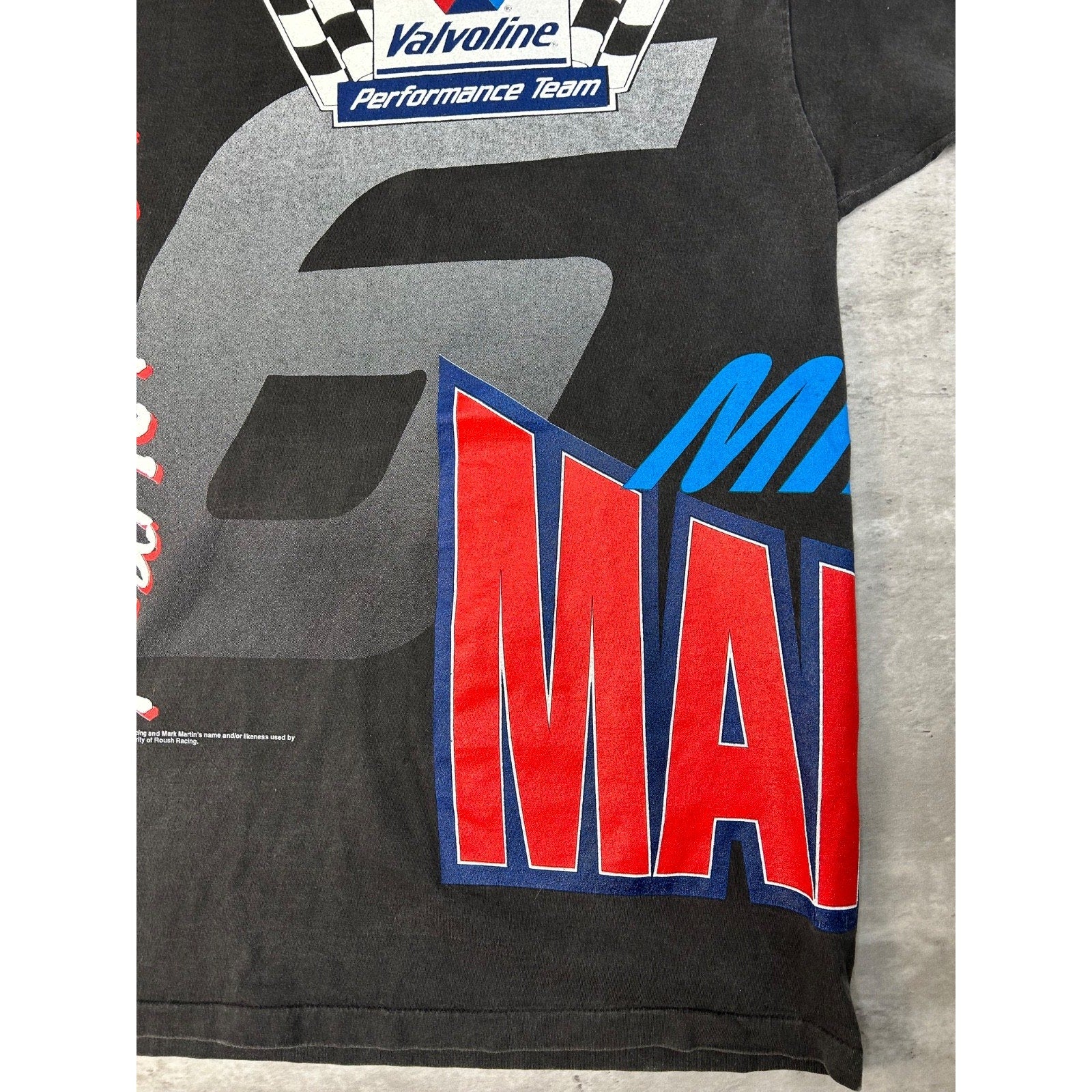 Vintage 90s Mark Martin #6 Nascar Racing Wrap Around Print T-Shirt Size XL
