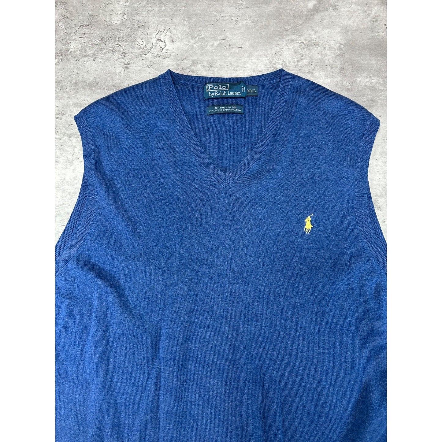 Vintage Polo Ralph Lauren Embroidered Pony Sweater Vest Size 2XL Blue