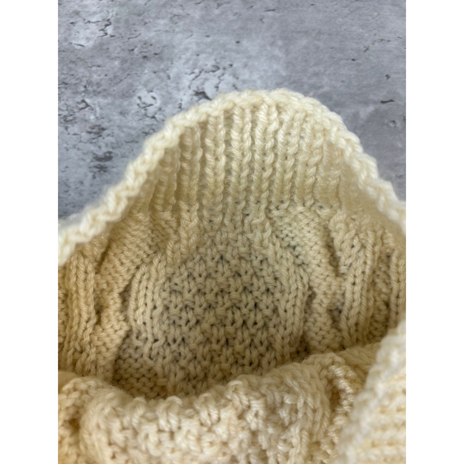 Vintage 90s Striped Cable Knit Pullover Beige Ribbed Sweater Size Large