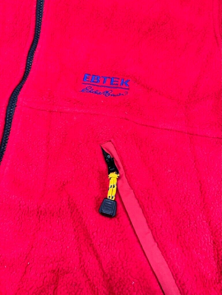 Vintage 90s Eddie Bauer EBTek Full Zip Fleece Sweatshirt Size Small Red