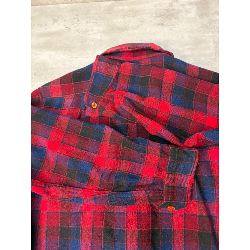 Vintage 80s/90s Pendleton Wool Plaid Long Sleeve Button Up Shirt Size Medium