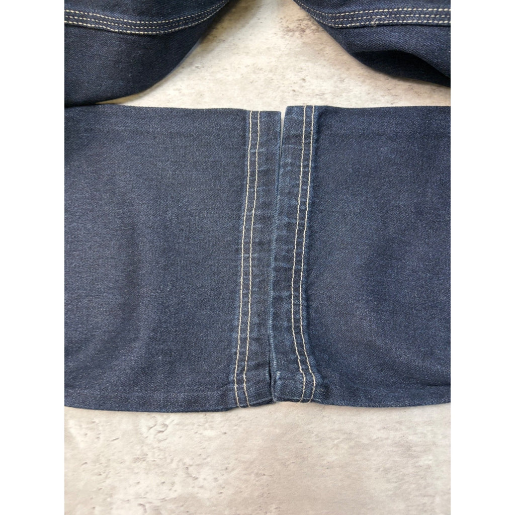 Vintage Y2K Womens Johnny Blaze Embroidered Script Dark Wash Denim Pants 29x28