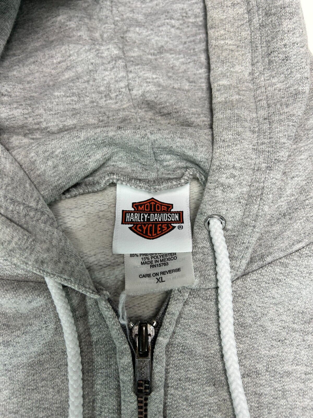 Harley Davidson Motorcycles Graphic Full Zip Hooded Sweatshirt Size XL Gray