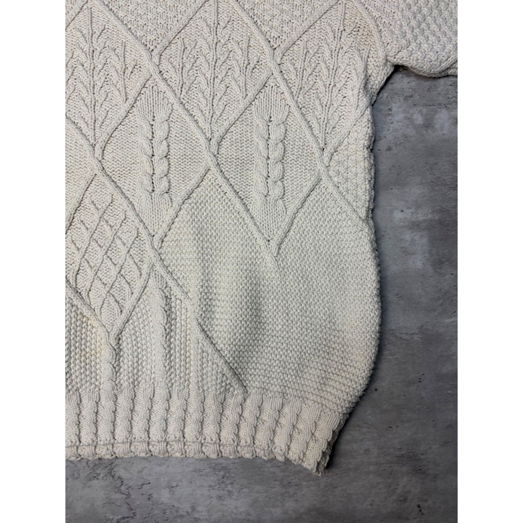 Vintage 90s Structure Pullover Textured Beige Knit Sweater Size Large