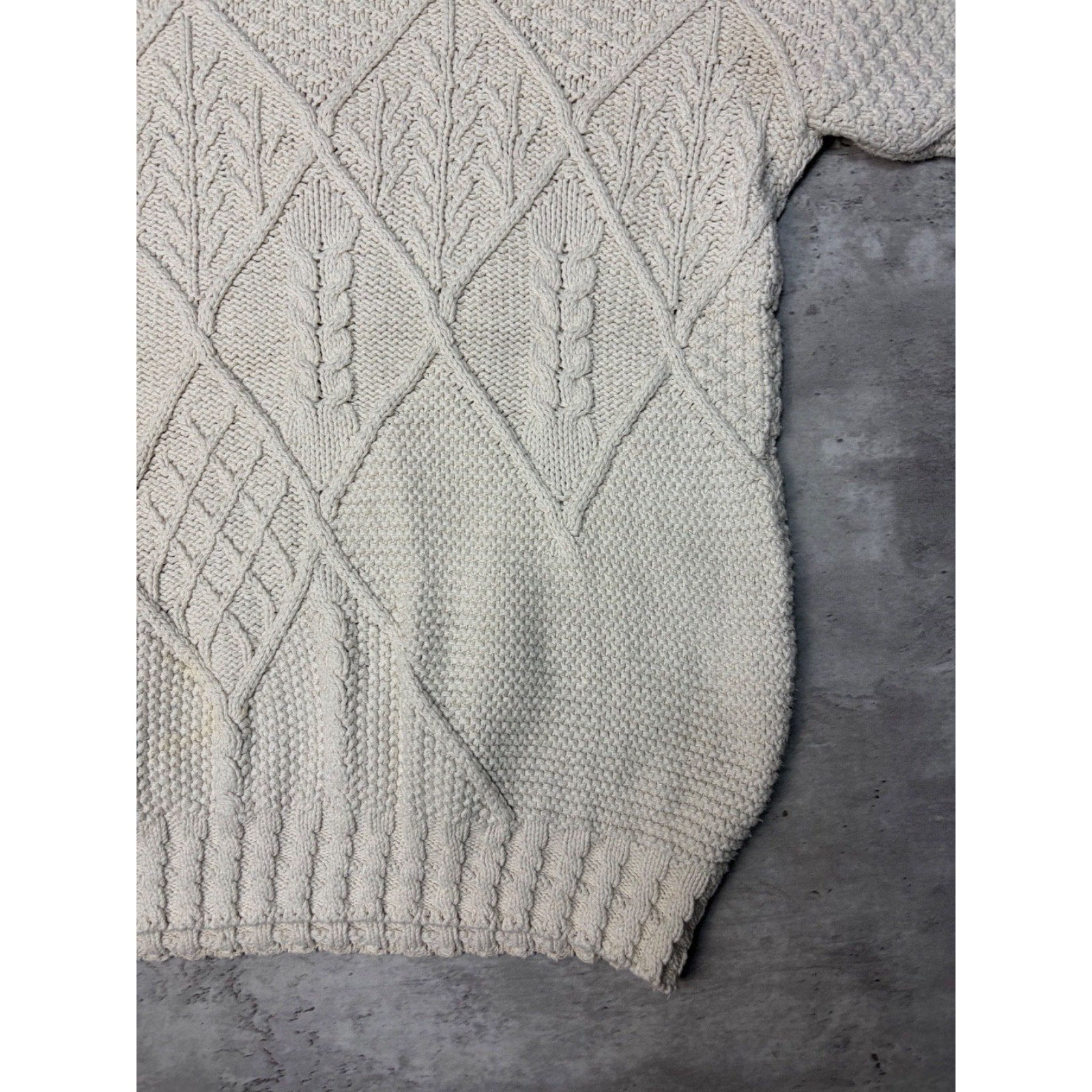 Vintage 90s Structure Pullover Textured Beige Knit Sweater Size Large