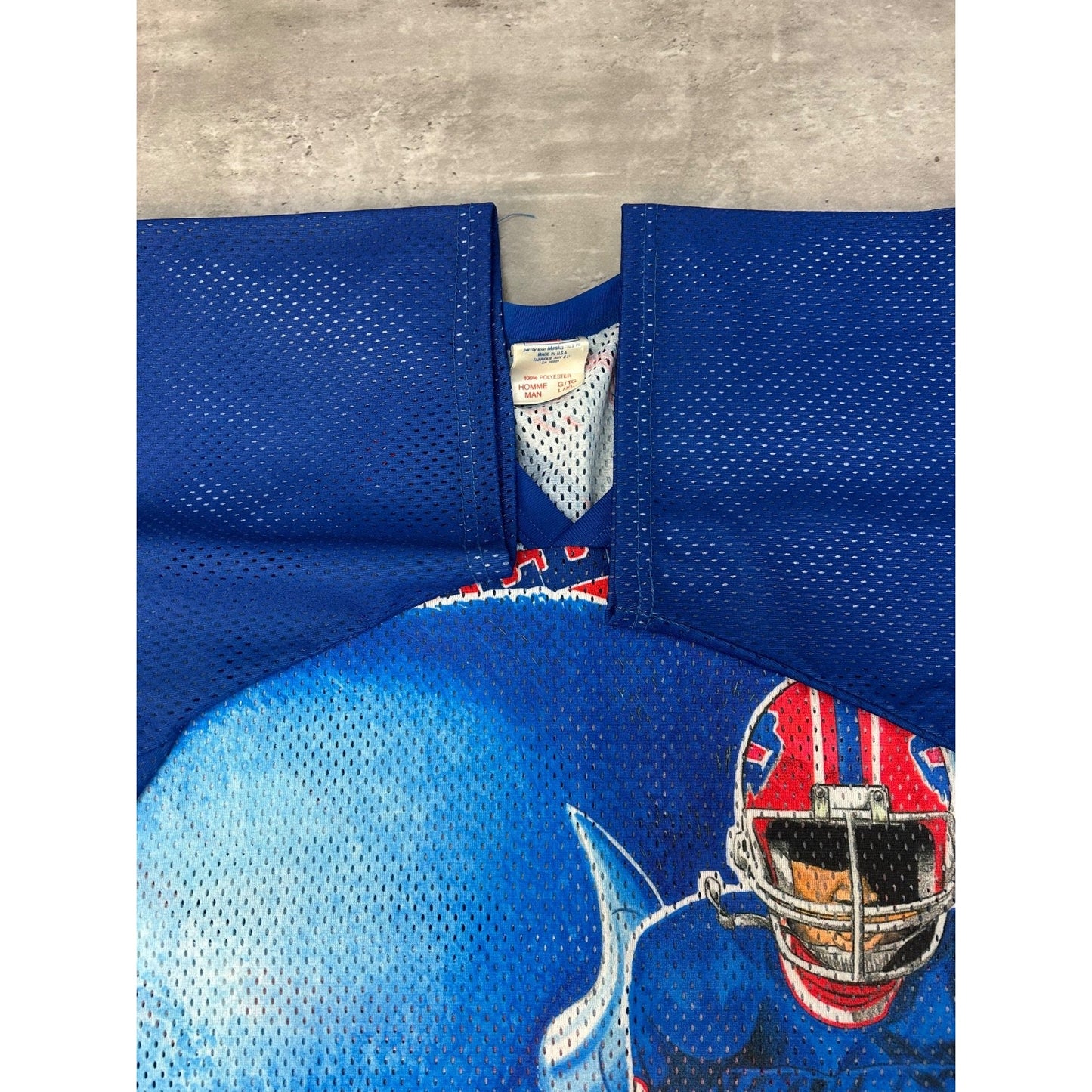 Vintage 90s Buffalo Bills NFL CCM Maska All Over Print Football Jersey Size XL