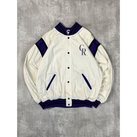 Vintage Colorado Rockies MLB Embroidered Logo Starter Bomber Jacket Size XL