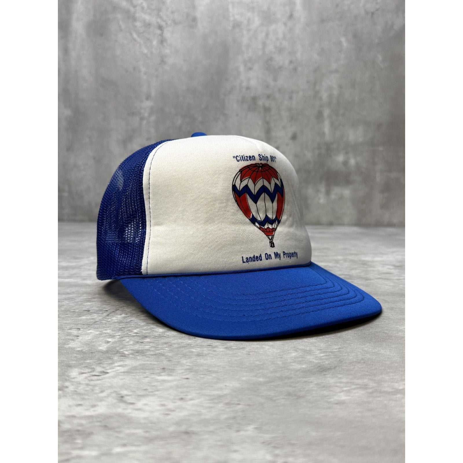Vintage 90s Citizen Ship 001 Landed On My Property Trucker Snapback Hat OSFA
