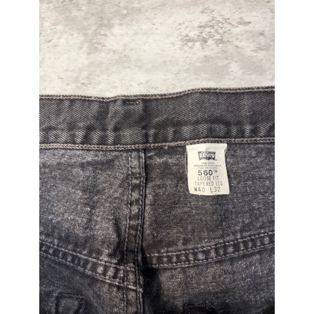 Vintage Levis 560 Red Tab Loose Fit Black Wash Denim Pants Size 39