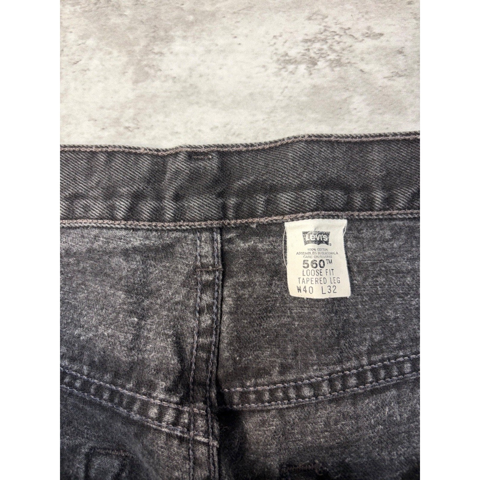 Vintage Levis 560 Red Tab Loose Fit Black Wash Denim Pants Size 39